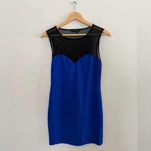 Forever 21 Royal Blue Mini Dress with Black Sheer Detail Size M